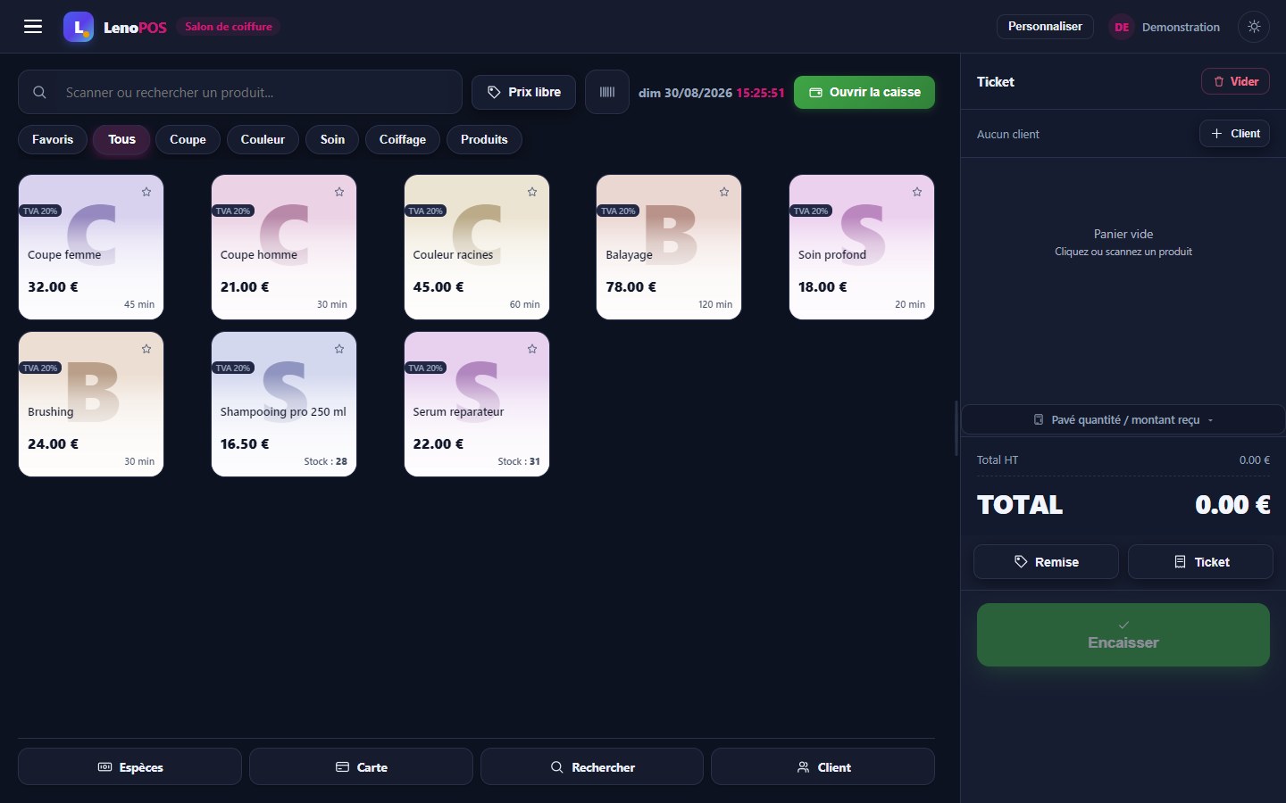 Leno POS dans un commerce : Salon de coiffure