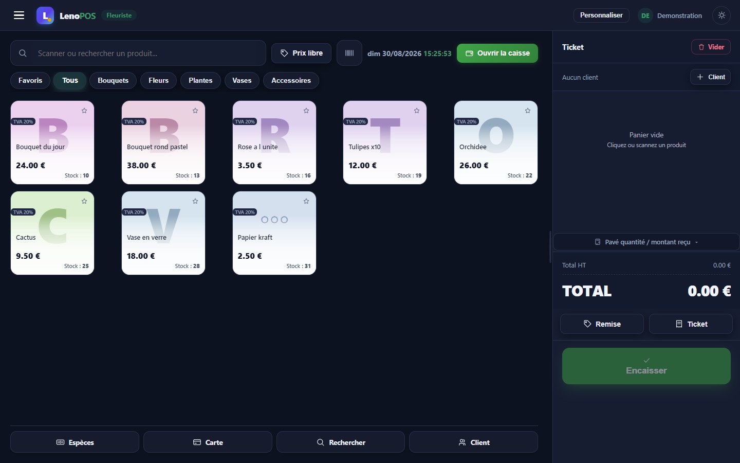 Leno POS dans un commerce : Fleuriste