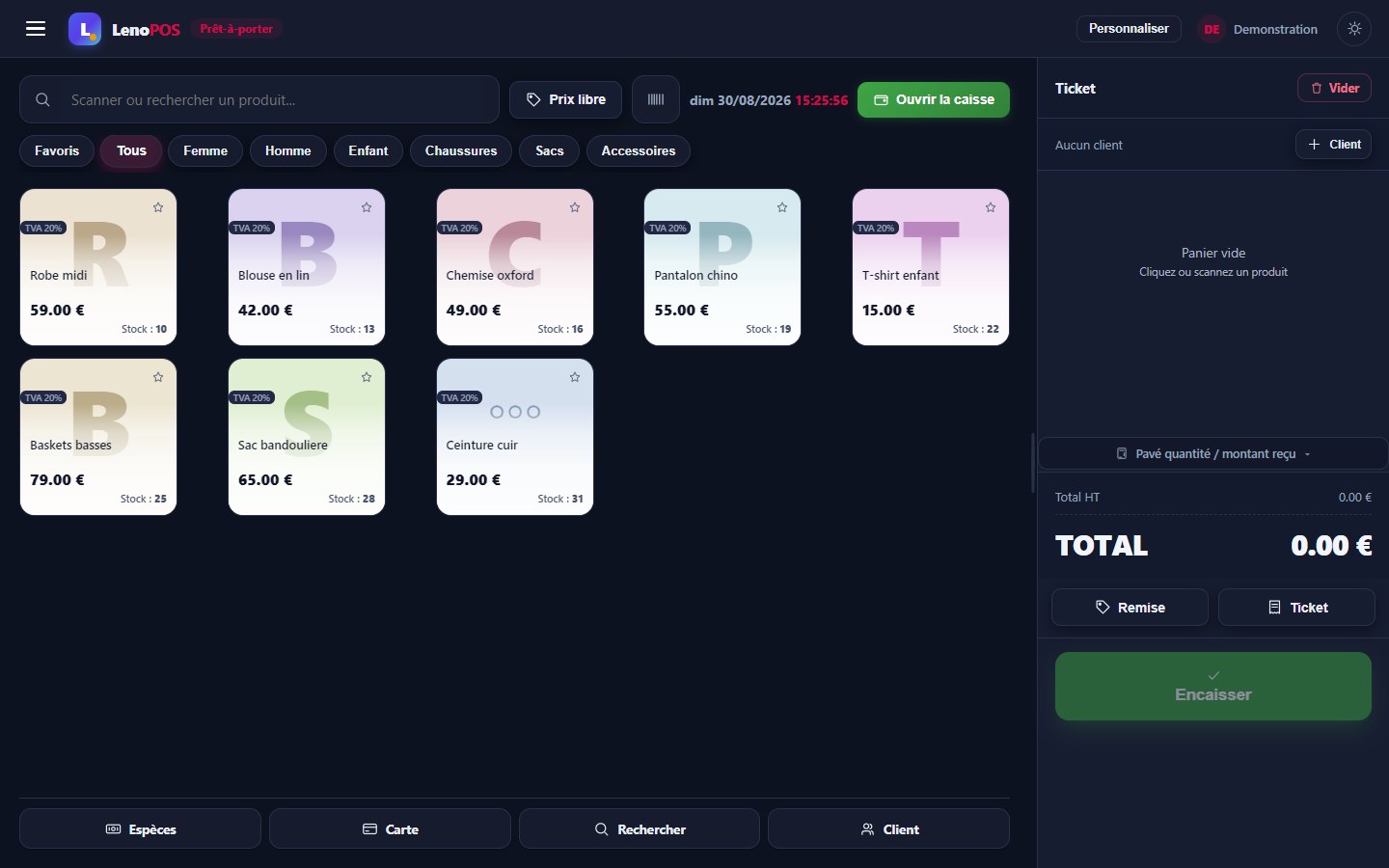 Leno POS dans un commerce : Prêt-à-porter
