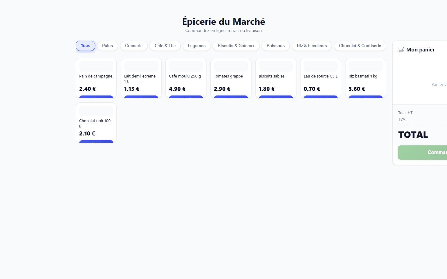 Boutique de commande en ligne